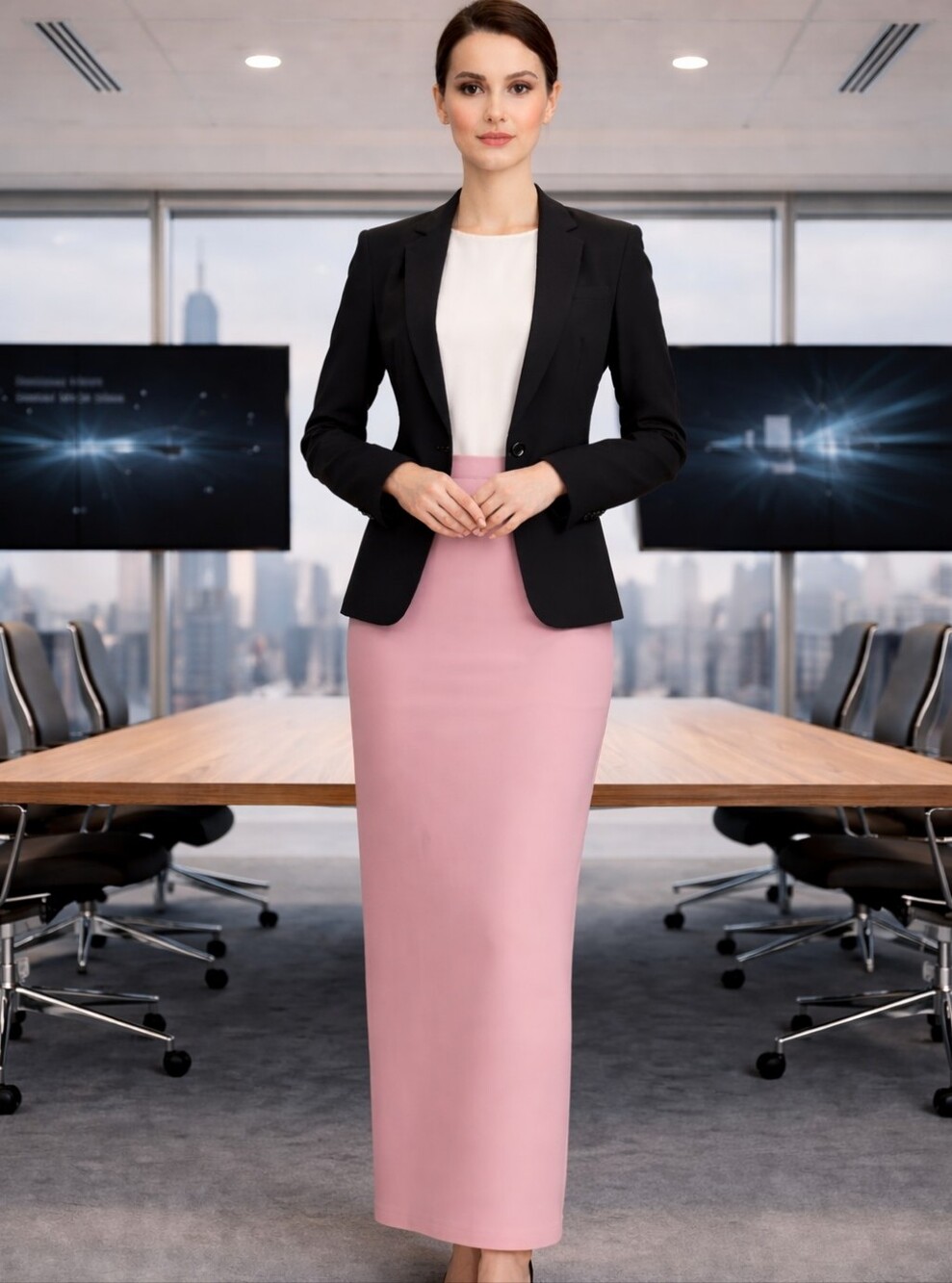 Maximize Your Career Wardrobe with Our Professional Pink Maxi Skirt